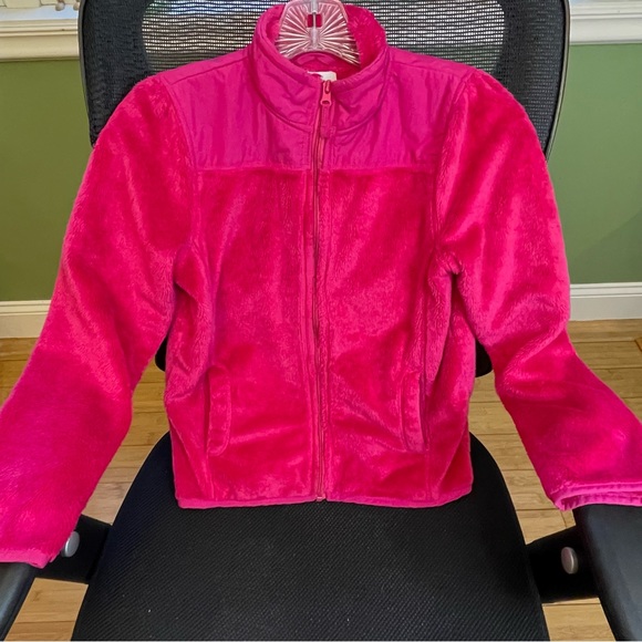 Children’s Place hot pink furry fleece jacket. Size L/G 10/12. Great condition. - Picture 3 of 8